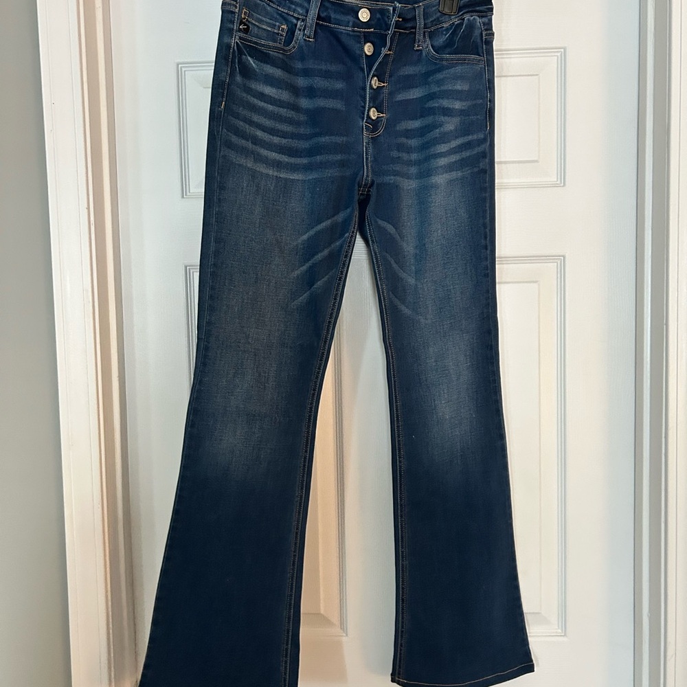 KanCan Indigo Button-Up Flare Jeans